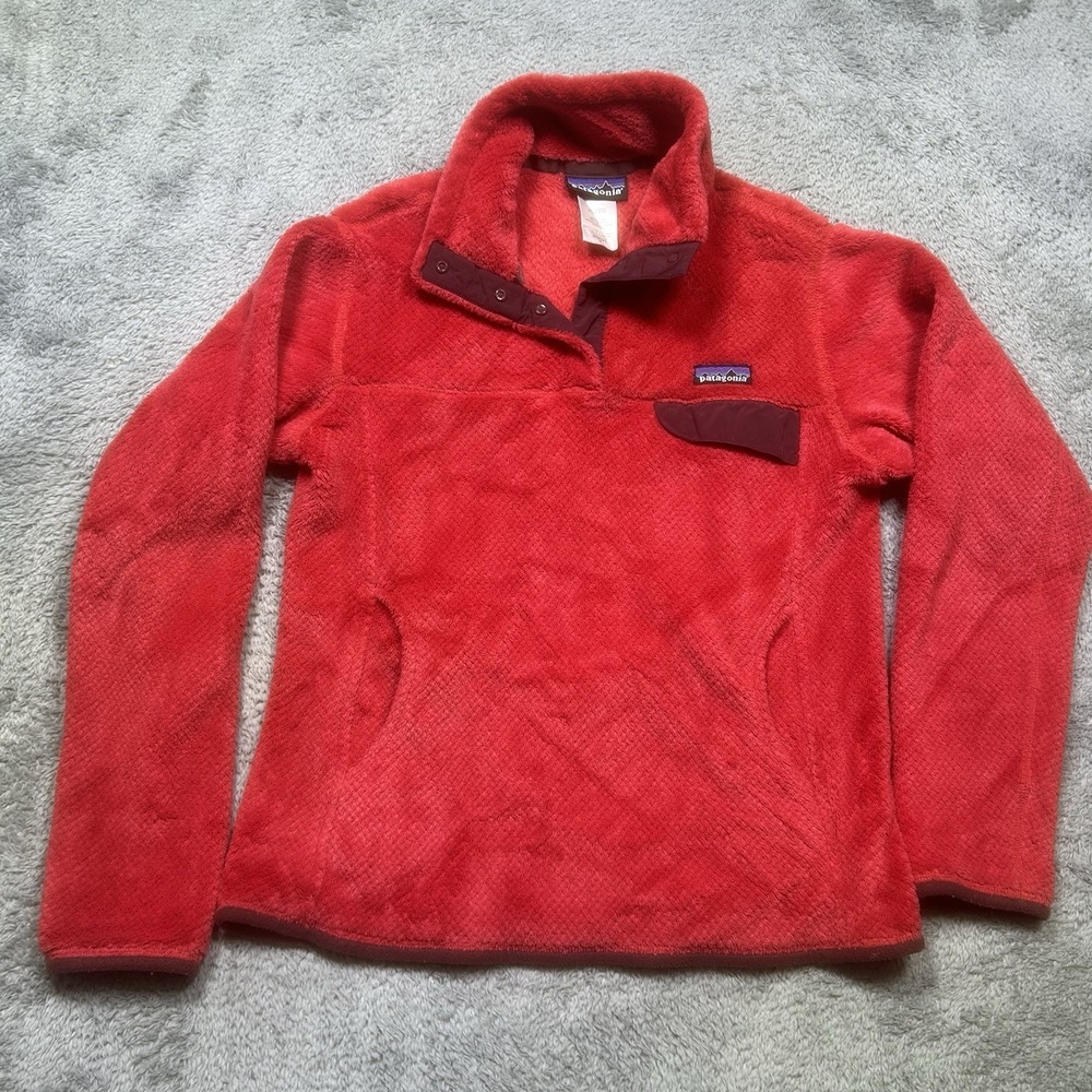 Patagonia Sweater Womens M Red Re-Tool Snap T Fleece Pullover Outdoor Hiking